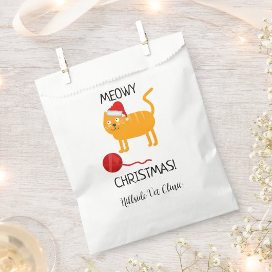 Fun Oranje Cat Meowy kerstfeesttas Bedankzakje (Geknipt)