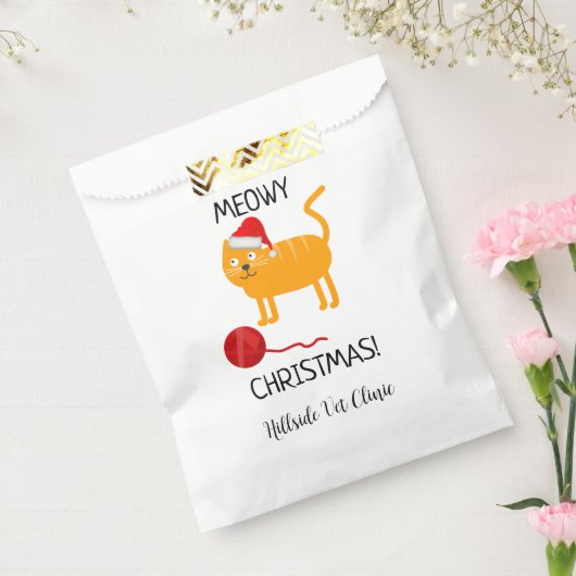 Fun Oranje Cat Meowy kerstfeesttas Bedankzakje (Gezegeld)