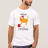 Fun Oranje Cat Meowy kerstMannen T-Shirt (Voorkant)