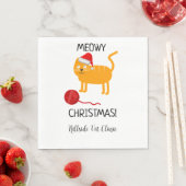 Fun Oranje Cat Meowy kerstparty Napkin Servet (Insitu)