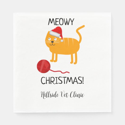 Fun Oranje Cat Meowy kerstparty Napkin Servet (Voorkant)