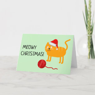 Fun Oranje Cat Meowy kerstWenskaart Bedankkaart