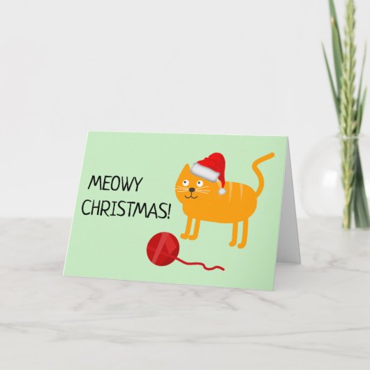 Fun Oranje Cat Meowy kerstWenskaart Bedankkaart (Voorkant)