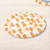 Fun Oranje Cat Ronde Kartonnen Onderzetter (Gebogen)