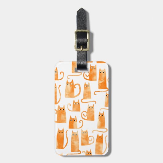Fun Oranje Cat Waterverf Bagagelabel (Voorkant verticaal)