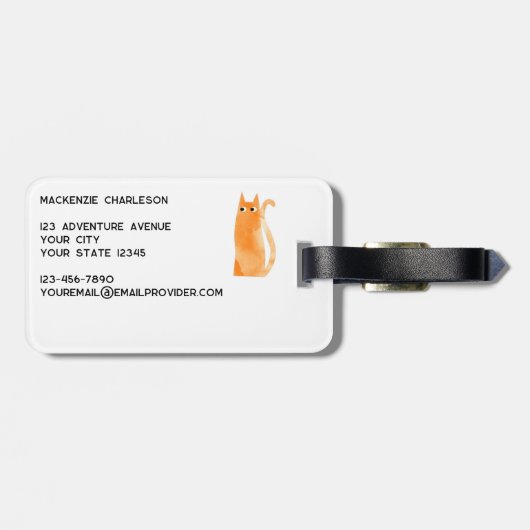 Fun Oranje Cat Waterverf Bagagelabel (Achterkant horizontaal)