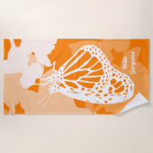 Fun Oranje Hallo geweldige Monarch Butterfly Strandlaken (Voorkant)