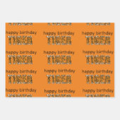Fun Oranje Happy Birthday Tiger Inpakpapier Vel (Voorkant)