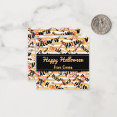 Fun Oranje "Happy Halloween" Patroon Aangepaste na Notitiekaartje (Voorkant / Achterkant in situ)