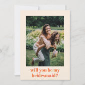 Fun Oranje Retro Pattern Bridesmaid Voorstel Notitiekaartje (Voorkant)