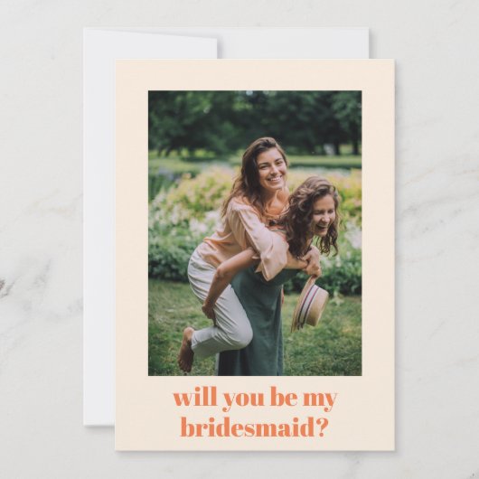 Fun Oranje Retro Pattern Bridesmaid Voorstel Notitiekaartje (Voorkant)