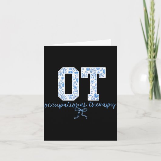 Fun Ot Occupational Therapy Blue Coquette Bow Ot T Kaart (Voorkant)