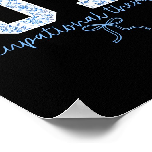 Fun Ot Occupational Therapy Blue Coquette Bow Ot T Poster (Hoek)