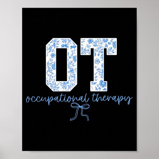 Fun Ot Occupational Therapy Blue Coquette Bow Ot T Poster (Voorkant)