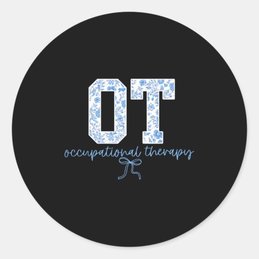 Fun Ot Occupational Therapy Blue Coquette Bow Ot T Ronde Sticker (Voorkant)