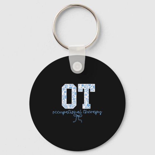 Fun Ot Occupational Therapy Blue Coquette Bow Ot T Sleutelhanger (Voorkant)