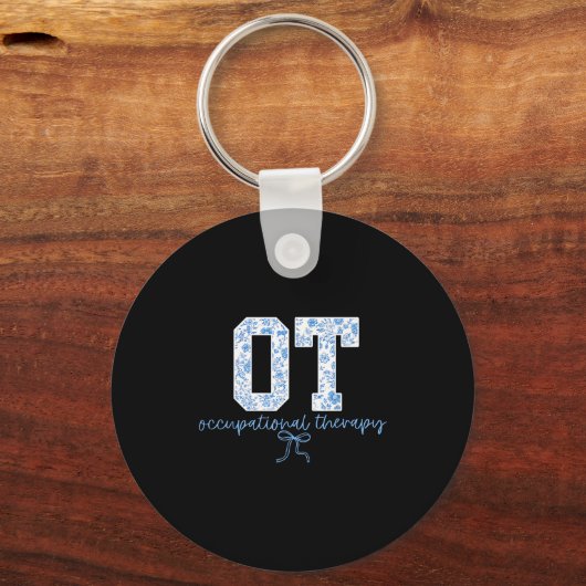 Fun Ot Occupational Therapy Blue Coquette Bow Ot T Sleutelhanger (Voorkant)