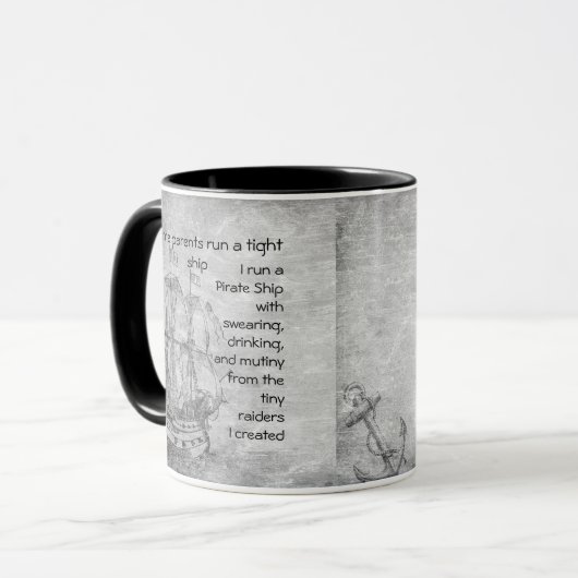 Fun Ouderschap Pirate Quote Pirate Ship Coffee Mok (Voorkant links)