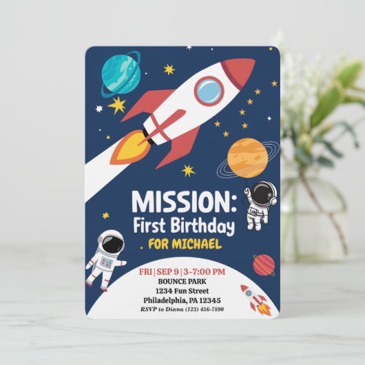 Fun Outer Space Astronaut, Schattigee Kinder eerst Kaart (Staand voorkant)