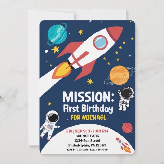 Fun Outer Space Astronaut, Schattigee Kinder eerst Kaart (Voorkant)