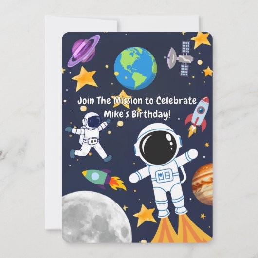 Fun Outer Space Astronaut, Schattigee Kinder eerst Kaart (Achterkant)