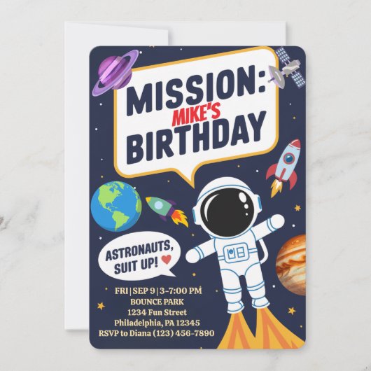 Fun Outer Space Astronaut, Schattigee Kinder eerst Kaart (Voorkant)