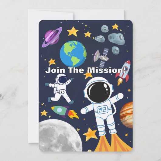 Fun Outer Space Astronaut, Schattigee Kinder eerst Kaart (Achterkant)