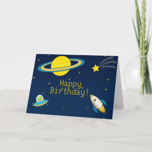 Fun Outer Space Rocket Wenskaart Kaart
