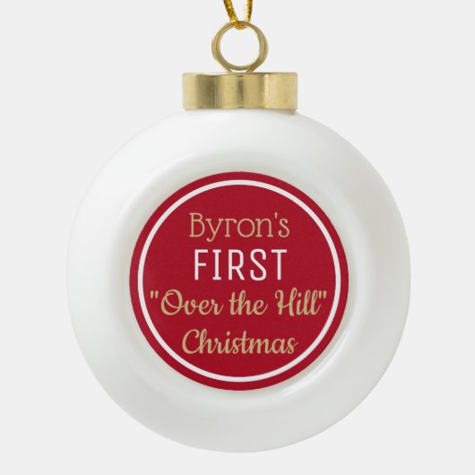 Fun Over the Hill Kerstversiering Keramische Bal Ornament (Voorkant)