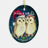 Fun Owl Couight voor Kerstmis Keramisch Ornament (Rechts)