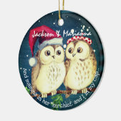 Fun Owl Couight voor Kerstmis Keramisch Ornament (Links)