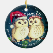 Fun Owl Couight voor Kerstmis Keramisch Ornament (Achterkant)