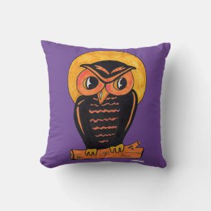Fun Owl Halloween Cartoon Character Art Kussen