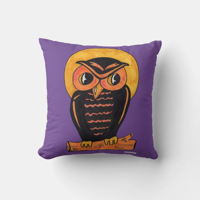 Fun  Owl Halloween Cartoon Character Art Kussen (Voorkant)