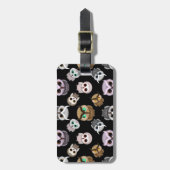 Fun Owl Pattern on Black Background Bagagelabel (Voorkant verticaal)