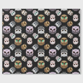 Fun Owl Pattern on Black Background Cadeaupapier (Vlak)