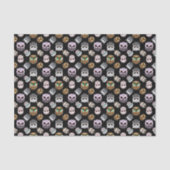 Fun Owl Pattern on Black Background Tissuepapier (Voorkant)