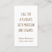 Fun Owl Playdate Contactkaartje (Achterkant)