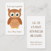 Fun Owl Playdate Contactkaartje (Voorkant / Achterkant)