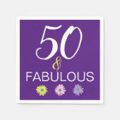 Fun Paars 50 en Fabulous Daisy Illustrated Napki Servet (Voorkant)