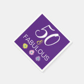 Fun Paars 50 en Fabulous Daisy Illustrated Napki Servet (Hoek)