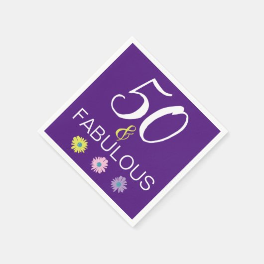 Fun Paars 50 en Fabulous Daisy Illustrated Napki Servet (Hoek)
