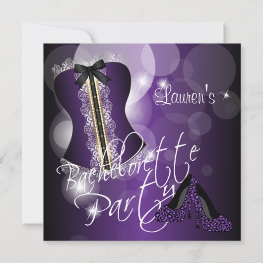 Fun Paars Bachelorette Party Kaart (Voorkant)