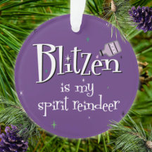 Fun Paars Blitzen Spirit Reindeer Xmas Ornament