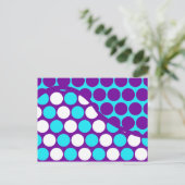 Fun Paars en Blauwgroen poka Dot Wave Pattern Briefkaart (Staand voorkant)