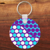 Fun Paars en Blauwgroen poka Dot Wave Pattern Sleutelhanger (Voorkant)