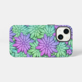 Fun Paars en Green Flowers iPhone Hoesje (Achterkant horizontaal)