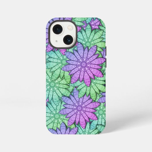 Fun Paars en Green Flowers iPhone Hoesje (Achterkant)