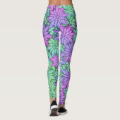 Fun Paars en Green Flowers Leggings (Achterkant)