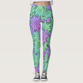 Fun Paars en Green Flowers Leggings (Voorkant)